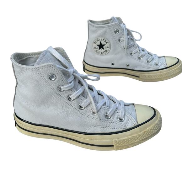Converse Chuck 70 All Star White Leather Hi-Tops Mens Size 5 Womens Size 7 - Picture 2 of 9